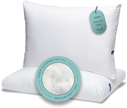 Casper Essential Pillow for Sleeping, King, White, Two Pack