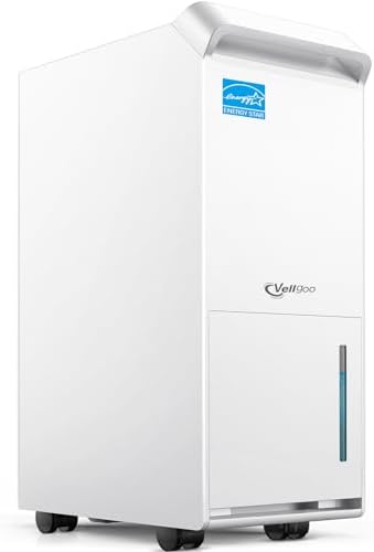 4,500 Sq.Ft Most Efficient Energy Star 2024 Dehumidifier,Vellgoo 52 Pint/Day Dehumidifier for Basement with Drain Hose, Smart Humidity Control, for Home, Bedroom, Bathroom, Garage