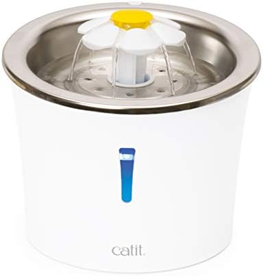 Catit Stainless Steel Flower Fountain with Triple Action Filter, Cat Drinking Water Fountain, 3 L