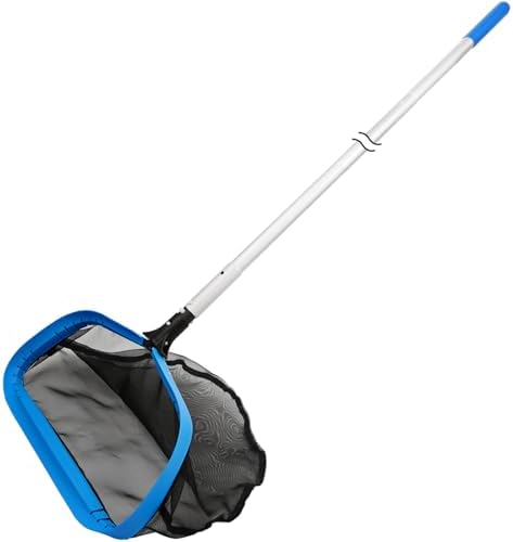 17.5'' Self-Repair Pool Net with Pole 10 Ft Thick Aluminum 8 Sections Detachable Pool Poles & Nylon Fine Mesh Netting Bag Wear Resistant Pool Skimmer Net Leaf Rake for Above Ground In-ground Pools