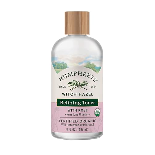 Humphreys Witch Hazel Refining Toner | Wild Harvested Witch Hazel & Rose | USDA Organic | Natural | Soothing & Clarifying | 8 Fl Oz