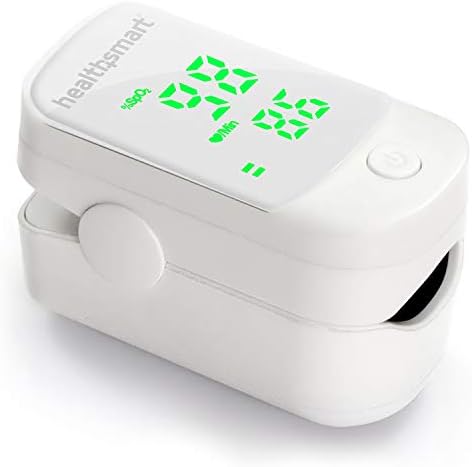 HealthSmart Pulse Oximeter for Fingertip That Displays Blood Oxygen Saturation Content, Pulse Rate and Pulse Bar with LED Display, Accurate and Reliable, Green