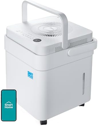 Midea Cube 50 Pint Dehumidifier for Basement, Fits Up to 4,500 Sq. Ft., Dehumidifier with Drain Hose and 4.2 Gal Water Tank, ENERGY STAR Certification, Smart Control, Works with Alexa, White