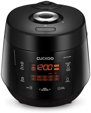 CUCKOO CRP-PK1001S 10-Cup (Uncooked) / 20-Cup (Cooked) Heating Pressure Rice Cooker & Warmer with Nonstick Inner Pot, 13 Menu Options, Fuzzy Logic Tech, Auto Clean (Black)