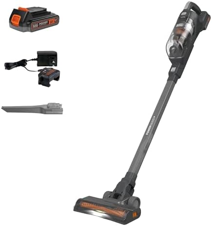 BLACK+DECKER POWERSERIES+ 20V MAX Cordless Vacuum Cleaner, Stick Vacuum Rechargeable with LED Floor Lights, Anti-Tangle Lightweight, Removable Battery (BHFEA18D1)