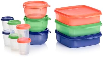 Tupperware Lunch Bunch 24 Piece Food Storage Container Set in Multi Colors, Dishwasher Safe and BPA Free (12 Containers, 12 Lids)
