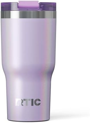 RTIC 20oz Essential Tumbler with Lid, Insulated, Stainless Steel, Metal, Double Wall Vacuum-Insulation, Ceramic Lined, Travel Cup for Iced Coffee, Tea, Hot and Cold Drink, Lavender Glitter