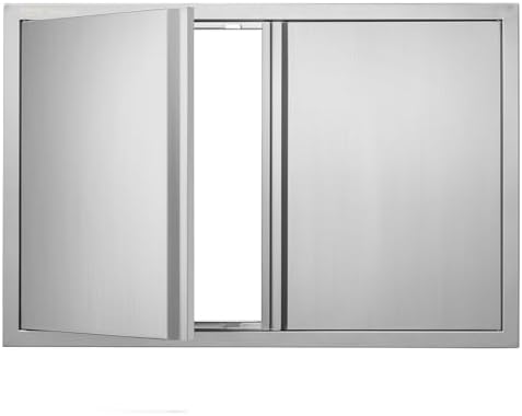 VEVOR BBQ Access Door, 36W x 24H Inch Double Outdoor Stainless Steel Flush Mount Vertical Door with Recessed Handles for BBQ Island, Grilling Station
