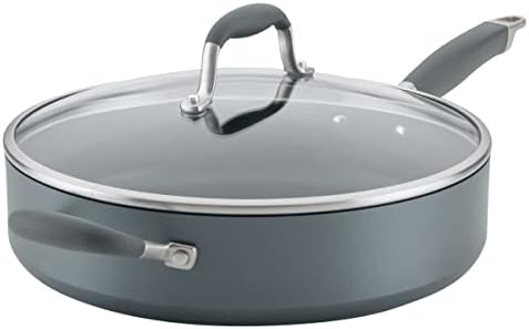 Anolon Advanced Home Hard Anodized Nonstick Sauté Pan with Helper Handle and Lid, 5 Quart - Moonstone