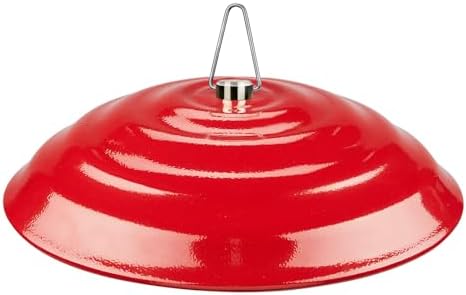 Kingsyard Heavy Duty Weather Protective Dome, All Metal, Weather Guard Cover for Hanging Bird Feeders, Rust Proof & Easy to Clean, Red