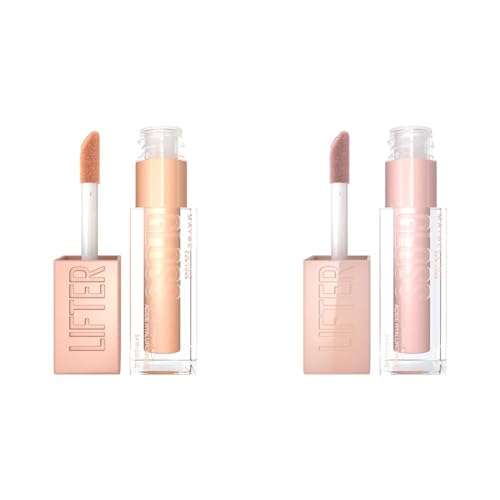 MAYBELLINE Lip Gloss Bundle with Hydrating Shine, Hyaluronic Acid, Sun Bronze and Ice Pink Shades, 2 x 0.18 Ounce
