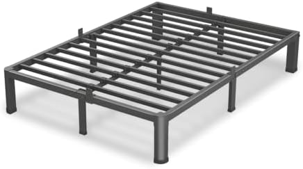 7 Inch Queen Bed Frame, 3500Lbs Heavy Duty Metal Platform with Round Corner Legs Mattress Slide Stopper, Steel Slat Support No Box Spring Needed, Noise Free, Non-Slip, Easy Assembly