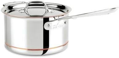 All-Clad Copper Core 5-Ply Stainless Steel Sauce Pan 4 Quart Induction Oven Broiler Safe 600F Pots and Pans, Cookware Silver