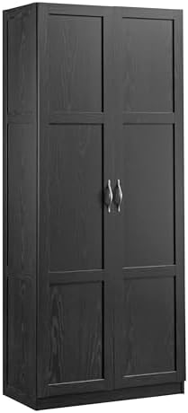 Sauder Tall Storage Cabinet, Black, 4 Adjustable Shelves, Multi-Room Use