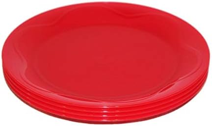 Tupperware Set of 4 Plates 8" Round Open House Floresta Red