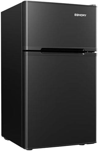 EUHOMY Mini Fridge with Freezer, 3.2 Cu.Ft Mini Refrigerator, Dorm Fridge with 2 Door For Bedroom/Apartment/Office-Food Storage Cooling Drink, Black