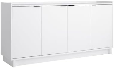 Prepac Simply Modern 4 Door Console Table with Storage, White Storage Cabinet with Doors and Shelves, Sideboard Storage Cabinet 60" W x 30" H x 16" D, WCBG-1820-1