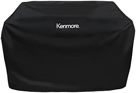 Kenmore 66 Inch Gas Grill Cover for Outdoor Grill, Universal BBQ Grill Cover for 6-Burner Gas Grill, Weatherproof, UV- and Fade-Resistant with Hook & Loop Straps, Black