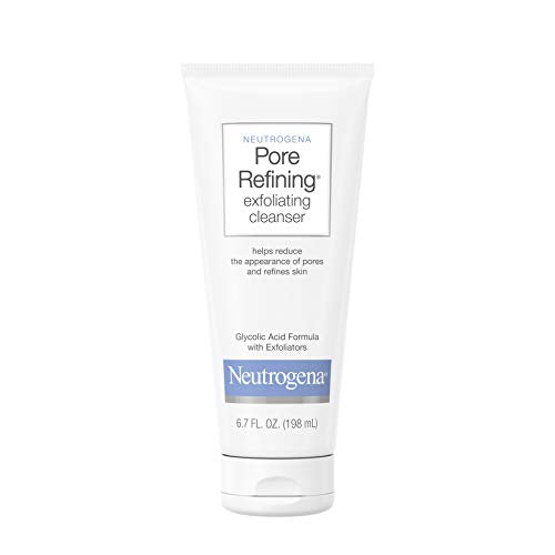 Neutrogena Pore Refining Exfoliating Facial Cleanser with Glycolic Acid Formula, Daily Exfoliating Face Wash with Alpha & Beta Hydroxy Acid to Minimize Pores, Non-Comedogenic & Soap-Free, 6.7 fl. oz