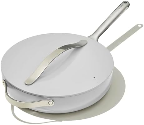 Caraway Nonstick Ceramic Sauté Pan with Lid (4.5 qt, 11.8") - Non Toxic, PTFE & PFOA Free - Oven Safe & Compatible with All Stovetops (Gas, Electric & Induction) - Gray