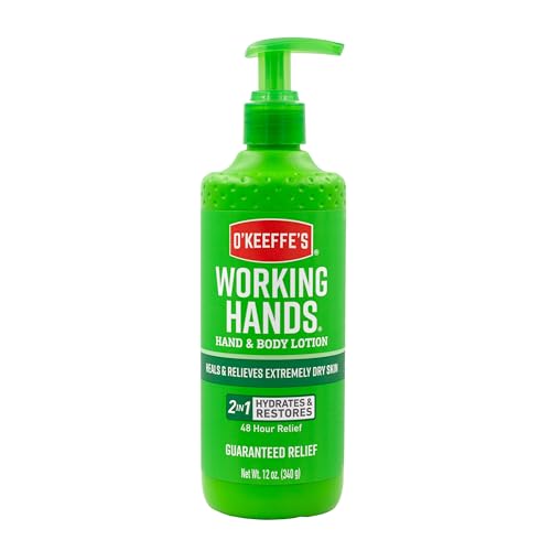 O'Keeffe's Working Hands Hand and Body Lotion - 12 oz Pump (1 Pack) - Healing Lotion, Relieves Extremely Dry Skin