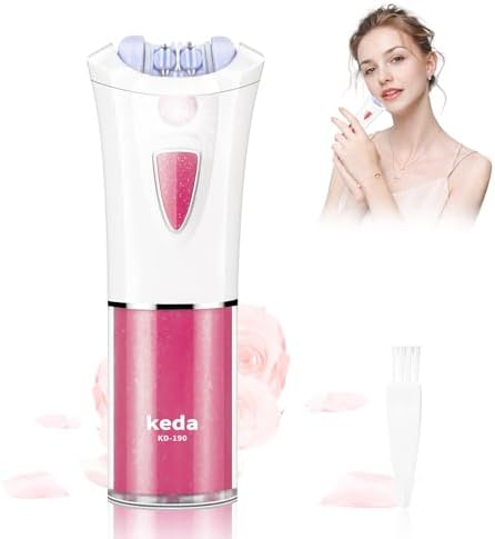 Glabrouse Skin Epilator - Facial Epilator for Women with LED Light - Smooth Glide Epilators Hair Removal for Women Face/Arm/Pubic/Leg/Body/Finger/Bikini Area Electric Hair Remover Cordless Longlasting