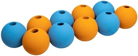 Amazon Basics Dog Toys, Interactive Fetch Rubber Balls, (Pack of 10), 2.5 inch, Multi-Color Blue/Orange