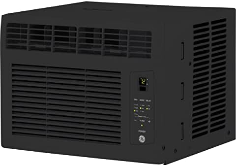 GE Electronic Window Air Conditioner 6000 BTU, Black, Efficient Cooling for Smaller Areas Like Bedrooms and Guest Rooms, 6K BTU Window AC Unit with Easy Install Kit