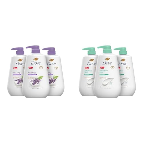 Dove Body Wash with Pump Relaxing Lavender Oil & Chamomile 3 Count for Renewed & Sensitive Skin Body Wash, Hypoallergenic and Paraben-Free, 30.6 fl oz (Pack of 3)