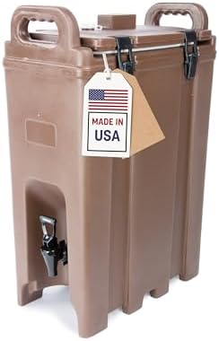 Carlisle FoodService Products Cateraide Insulated Beverage Dispenser with Handles for Catering, Events, Kitchens, and Restaurants, Plastic, 5 Gallons, Brown