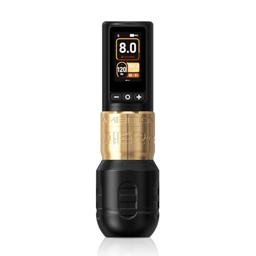 Ambition Soldier 270 Wireless Tattoo Machine, 270 g.cm Torque Brushless Motor Cordless Tattoo Gun, Rotary Tattoo Cartridge Pen with 2400mAh Touchscreen Battery Supply for Artists