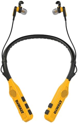 DEWALT 2-in-1 Neckband Bluetooth Headphones w/Built-in Speakers, Jobsite Wearable Speaker & Around Neck Headphones, Wireless Bluetooth Headset, 60+ Hrs, Hands-Free Music & Calls, Carry Pouch Included