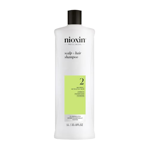 Nioxin System 2 Scalp + Hair Thickening Shampoo For Natural Hair with Progressed Thinning Boost Hair Density with Niacinamide & Biotin