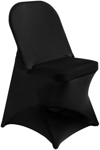 Stretch Spandex Chair Covers - Black 100 PCS, Folding Kitchen Chairs Cover, Universal Washable Slipcovers Protector, Removable Chair Seat Covers, for Wedding Party Dining Room Banquet Event