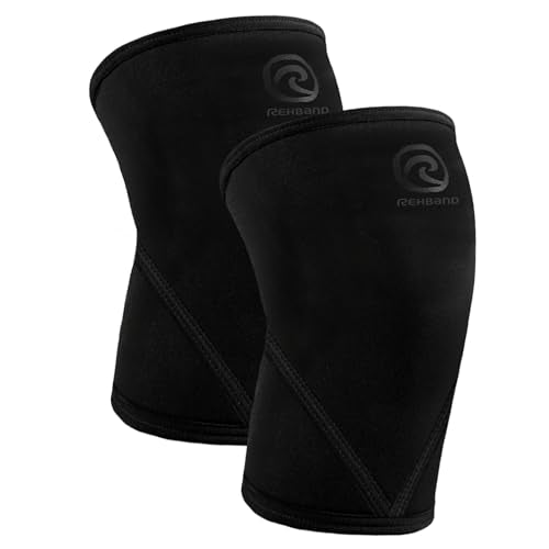 Rehband 7051 Classic 7mm V-Knee-Sleeve for Weightlifting, Competition Grade Powerlifting Knee Sleeve, Compression Sleeve for Crossfit, Squats, Gym, Colour:Carbon/Black - 1 Pair, Size:X-Large