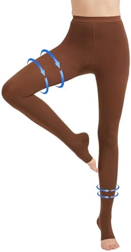 AMZAM® Medical Compression Pantyhose for Women Men, 20-30 mmHg Graduated Compression Tights, Opaque Toeless Compression Stockings Waist High Support Tights for Edema, Varicose Veins, DVT, Brown M