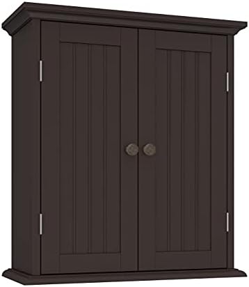 ChooChoo Bathroom Wall Cabinet, Over The Toilet Space Saver Storage Cabinet, Medicine Cabinet with 2 Door and Adjustable Shelves, Cupboard