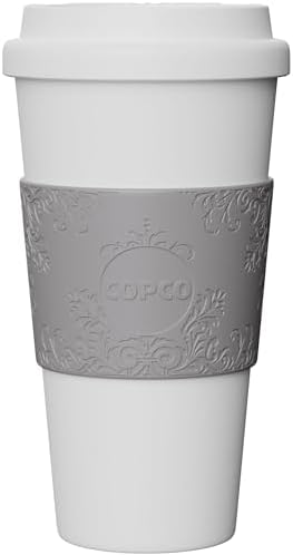 Copco Acadia 16 oz Travel Mug - Insulated Reusable Coffee Tumbler with Double-Walled Plastic, Leak-Proof Lid, BPA-Free - Portable Mug for Hot & Cold Drinks, Cup Holder Friendly (Damask)