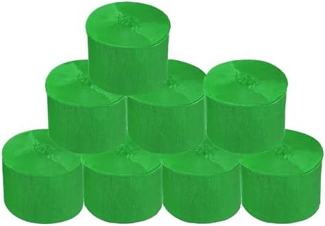 8 Rolls Green Crepe Paper Streamers, Wedding Birthday Baby Shower Christmas Party Decoration, St Patrict's Day Rainbow DIY Supplies, Living Room Bedroom Decor