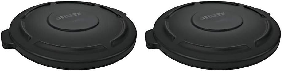 Rubbermaid Commercial Products Brute Trash Can Dome Lid, Blue, 32-Gallon, Black, Compatible with The Rubbermaid Heavy Duty 32 Gallon Garbage Bins (Pack of 2)