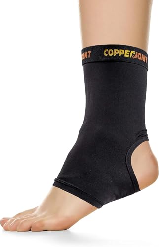 CopperJoint Athletic Foot Ankle Compression Sleeve β Pull On Copper Ankle Brace Women Support, Foot Sleeves, Breathable Elastic Braces Design for Basketball, Running, Sports - Single, Large