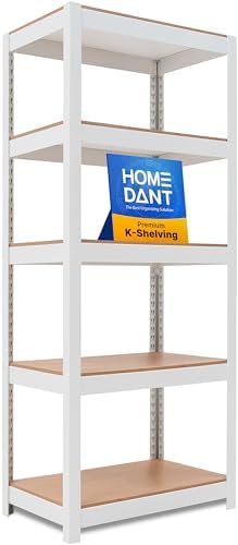 HOMEDANT House 5 Tier 24.1" W Laminated Metal Shelving Unit Adjustable Storage Utility Rack Heavy Duty Shelves Organization Multipurpose Shelf Kitchen Garage Pantry Closet 1 Pack