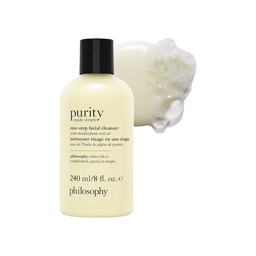 philosophy purity made simple one-step facial cleanser- with meadowfoam seed oil gently cleanses & melts away dirt, oil & stubborn makeup paraben-free face wash