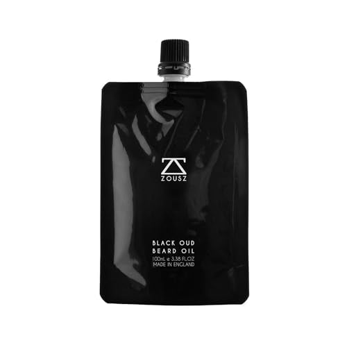 Beard Oil for Men, 100mL Refill Pouch - Black Oud (Growth Enhancer), Beard Care Essential, Moisturiser/Softener, Non-Greasy After Shaving Oil, Paraben-Free