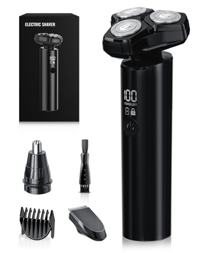 Electric Razor for Men,10,000RPM High-Speed Motor, IPX8 Waterproof, USB Fast Charging, 5-Min Quick Charge & Travel Lock, Black (Brilliant Black)