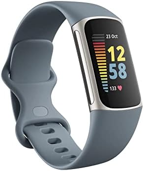 Fitbit Charge 5 Advanced Fitness, Health Tracker with Built-in GPS, Stress Management Tools, Sleep Tracking, 24/7 Heart Rate & More, Steel Blue (Renewed)