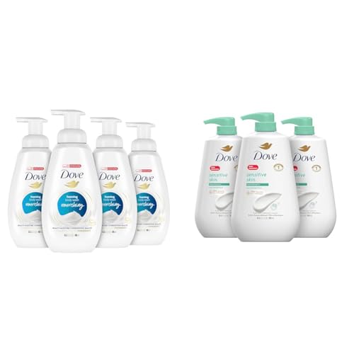 Dove Moisturizing Body Wash Bundle with Instant Foaming Deep Moisture for Soft Skin, Pack of 4, 13.5 Oz and Hypoallergenic Body Wash for Sensitive Skin, Pack of 3, 30.6 fl oz