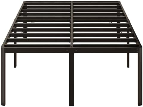 24 Inch High Queen Bed Frame Rounded Corner No Box Spring Needed, Heavy Duty Metal Queen Size Platform Bed Frame, Easy Assembly, Noise Free, Black