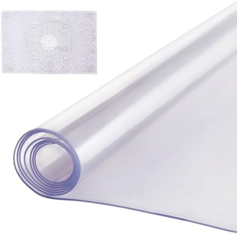 VEVOR Plastic Table Cover, 40 x 80 Inch 2.0 mm Thick Clear PVC Table Protector, Rectangle Desk Mat, Waterproof & Easy Cleaning Tablecloth, for Office, Dresser, Dining Room, Night Stand