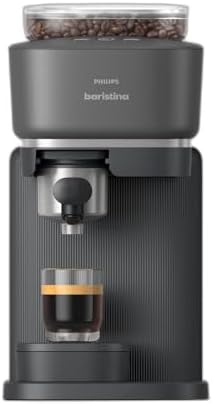 Philips Baristina Espresso Machine - Real espresso, made simple. Compact coffee machine, natural black with black portafilter, 16 bar pump pressure, automatic grinder, Cafe Crema (BAR300/60)